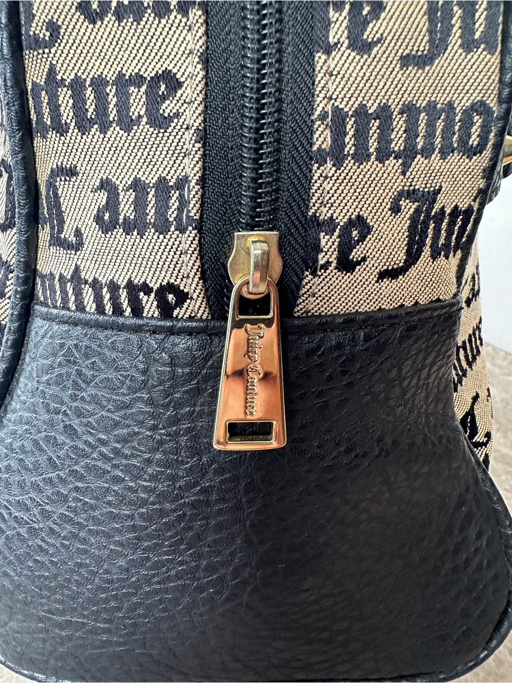 Juicy Couture Sweet Surrender Black Beige Satchel Monogram Dome Goth Hand Bag - Picture 8 of 13